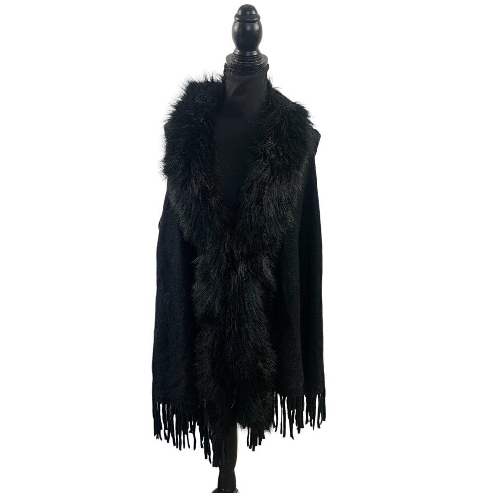 Dressbarn Women's Black Fuzzy Vest